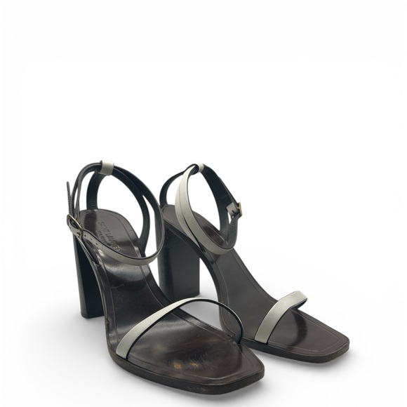 Saint Laurent White Leather Sandal Heels - Picture 2 of 9